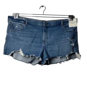 Abercrombie & Fitch The Mom Short Jeans Distressed‎ Plus Size Denim 36/22 New
